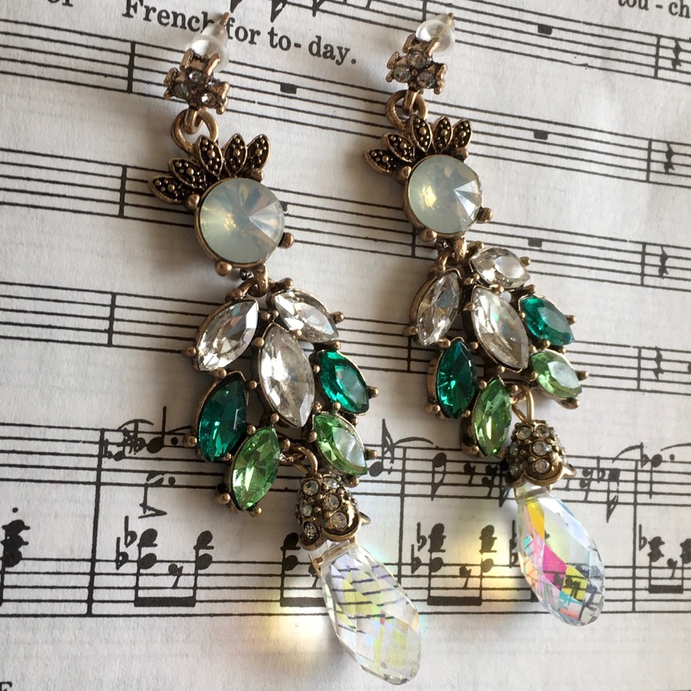 Crystal Statement Chandelier Dangle Earrings - Picture 2 of 3